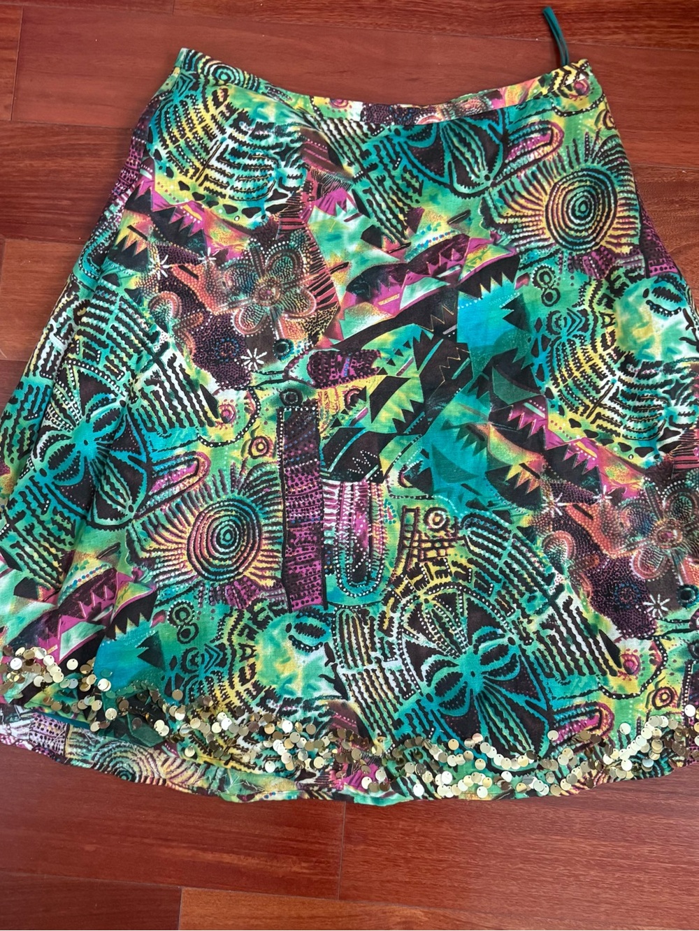 Vibrant Multicolor Sequin Hem A-Line Skirt